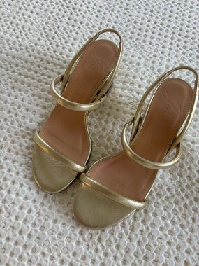J. Crew Metallic Gold Slingback Sandals
